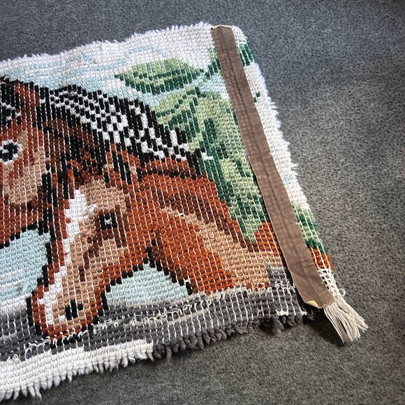 Latch Hook Rug Tapestry Horse Wall Hanging Vintage Hand Made Mid Century Modern - Picture 16 of 16